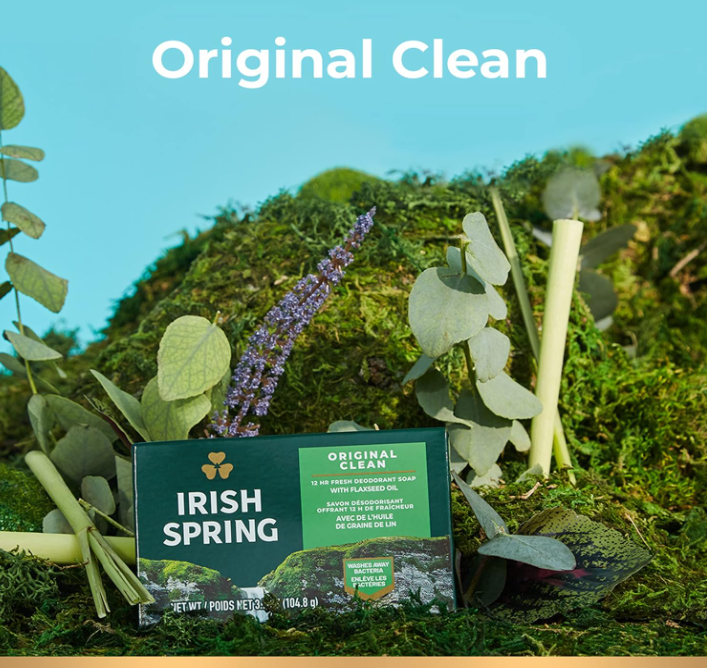 Irish Spring Bar Soap for Men, Original Clean, Smell Fresh and Clean for 12 Hours, Men Soap Bars for Washing Hands and Body, Mild for Skin, Recyclable Carton, 3.7 Ounce - 3 Count (Pack of 8)