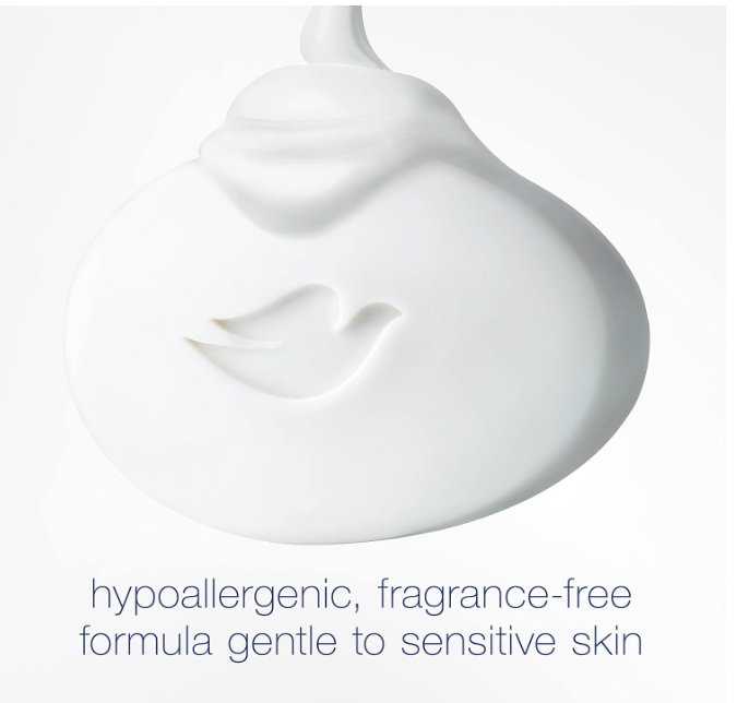 Dove Beauty Bar Fragrance-Free Hypoallergenic Sensitive Skin Gentle Cleanser, 3.75 oz (Pack of 14)