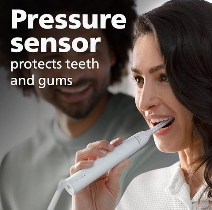 Philips Sonicare 4100 Power Toothbrush, Rechargeable Electric Toothbrush with Pressure Sensor, White HX3681/23
